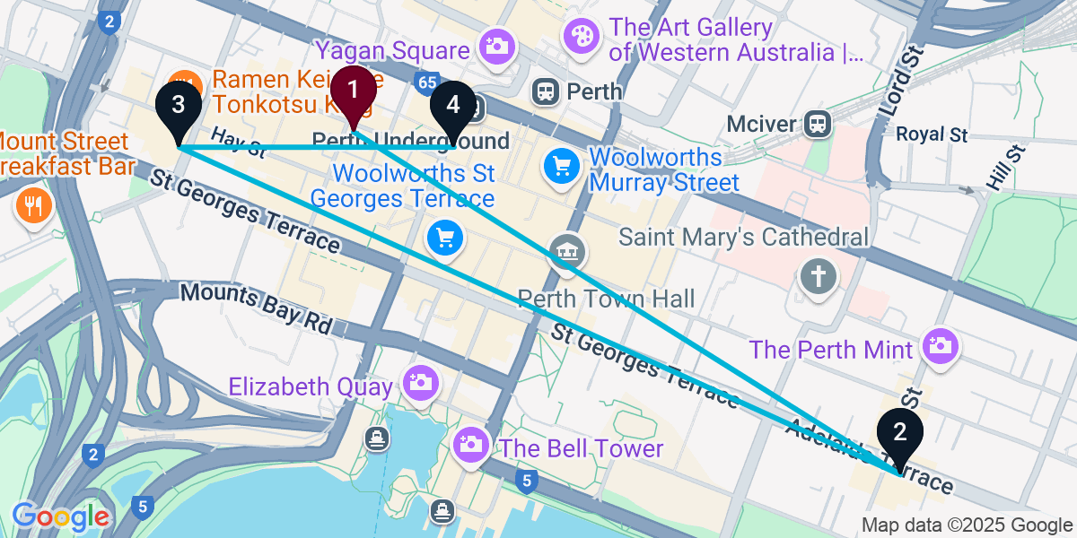 Map for 4-Stop Perth Wine bar Bar Crawl