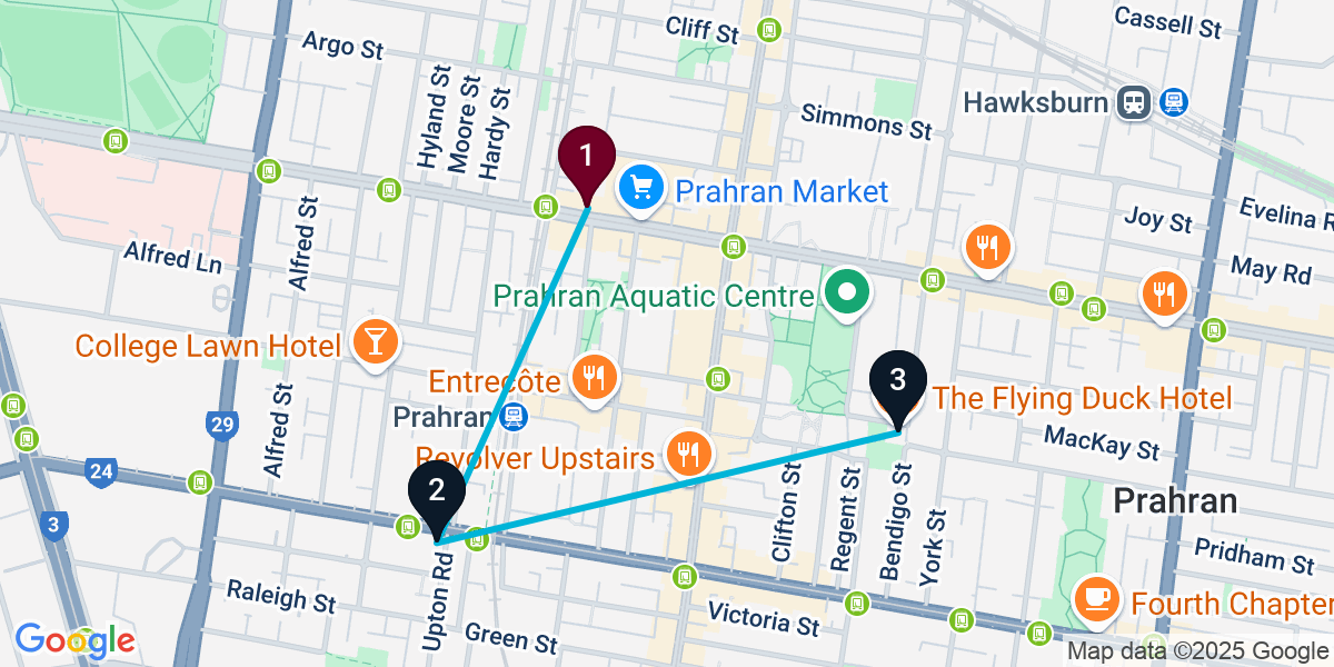 Map for Compact South Yarra Pub Crawl
