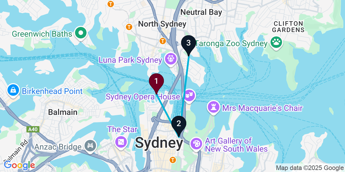 Map for 3-Stop Dawes Point Wine bar Bar Crawl