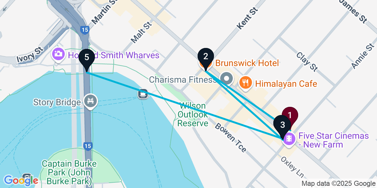 Map for New Farm Bar Crawl