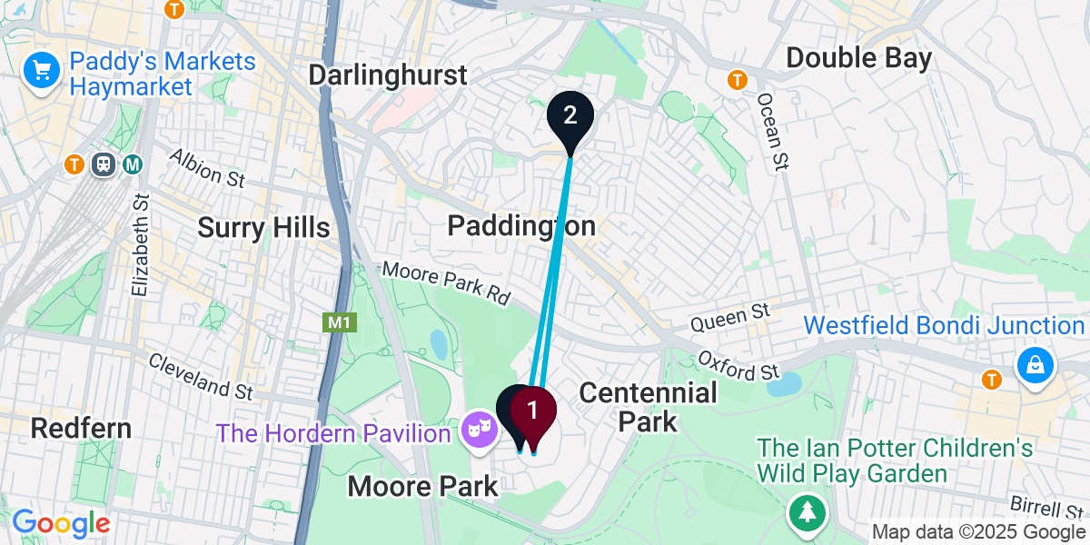 Map for 3-Stop Moore Park Pub Bar Crawl