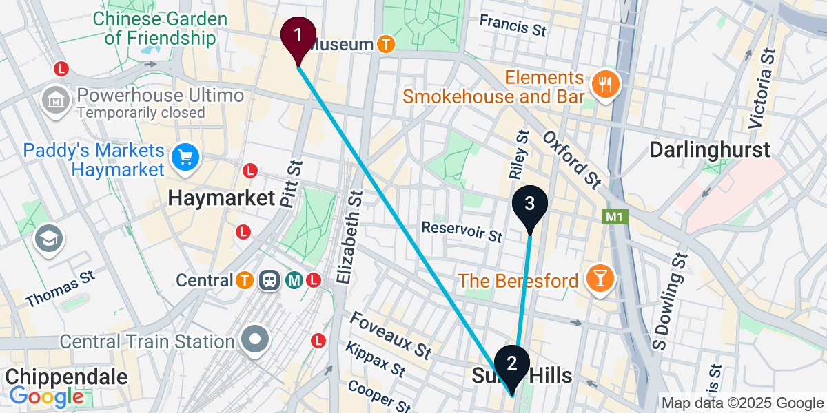 Map for 3-Stop Sydney Wine bar Bar Crawl