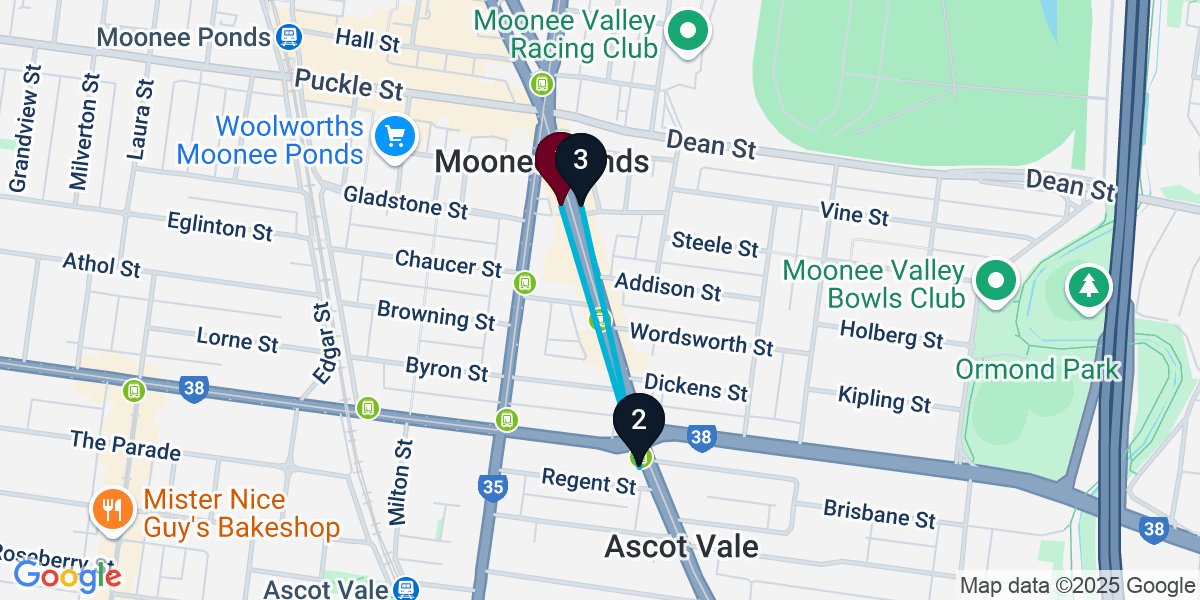 Map for Quick Moonee Ponds Pub Crawl