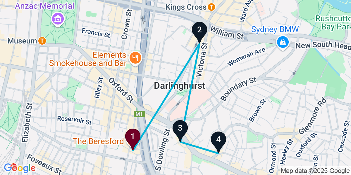 Map for 4-Stop Surry Hills Wine bar Bar Crawl