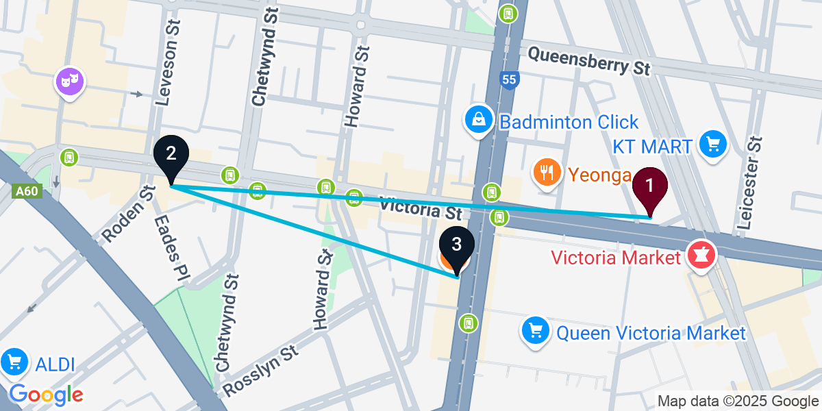 Map for Short West Melbourne Bar Crawl