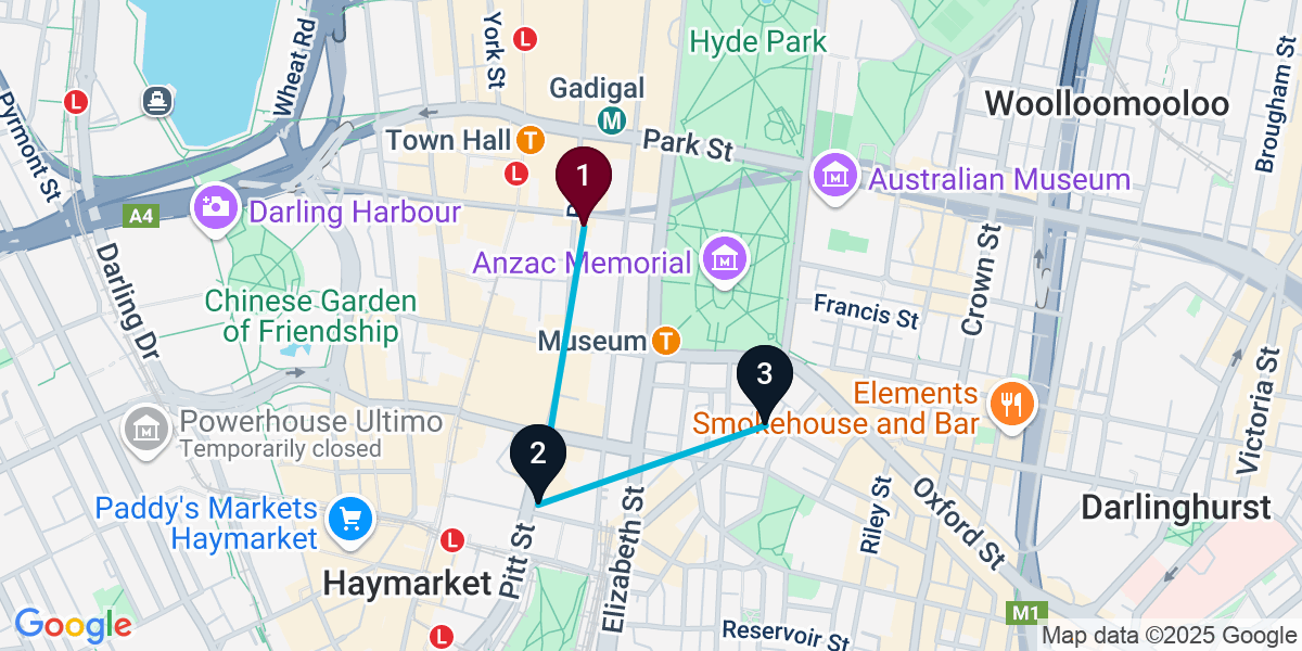 Map for 3-Stop Sydney Live music Bar Crawl