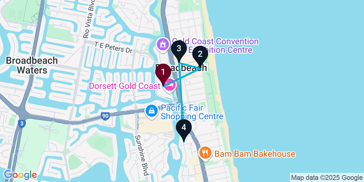 Map for Broadbeach Bar Crawl