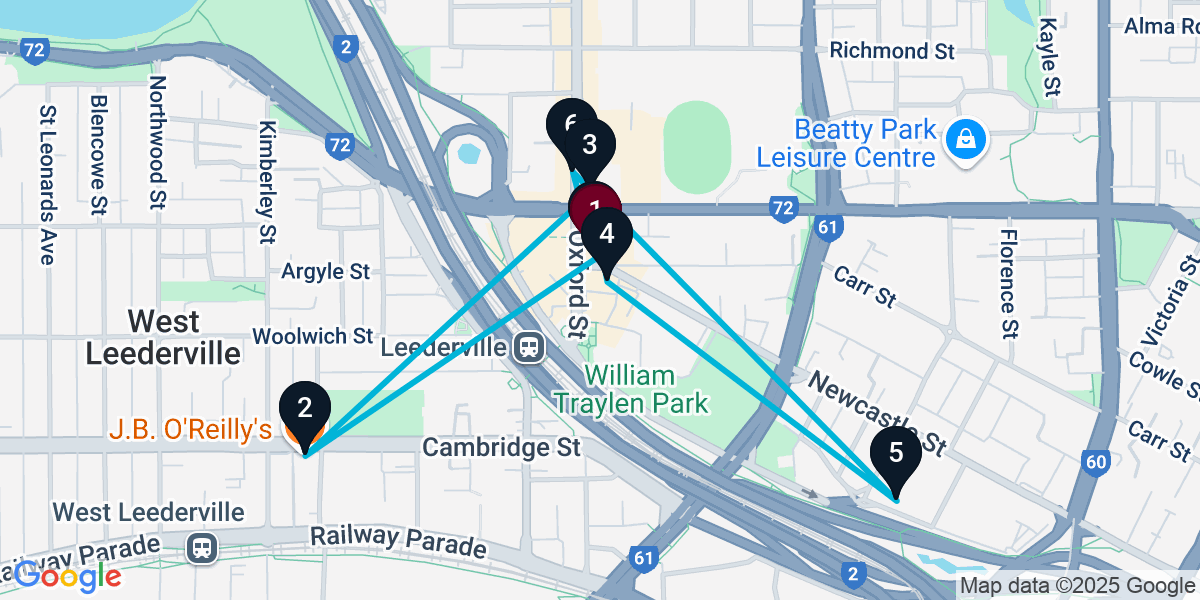 Map for 7-Stop Leederville Live music Bar Crawl