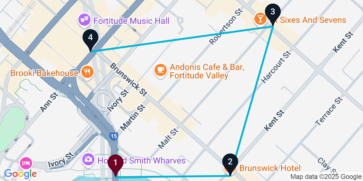 Map for New Farm City Pub Crawl
