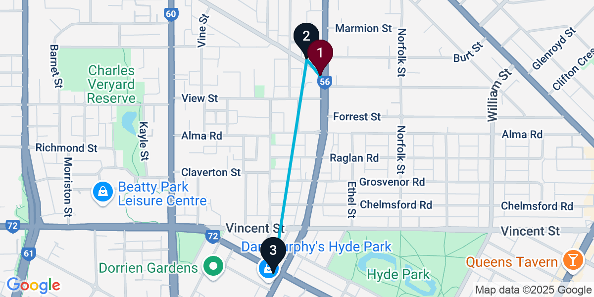 Map for 3-Stop North Perth Cocktail Bar Crawl