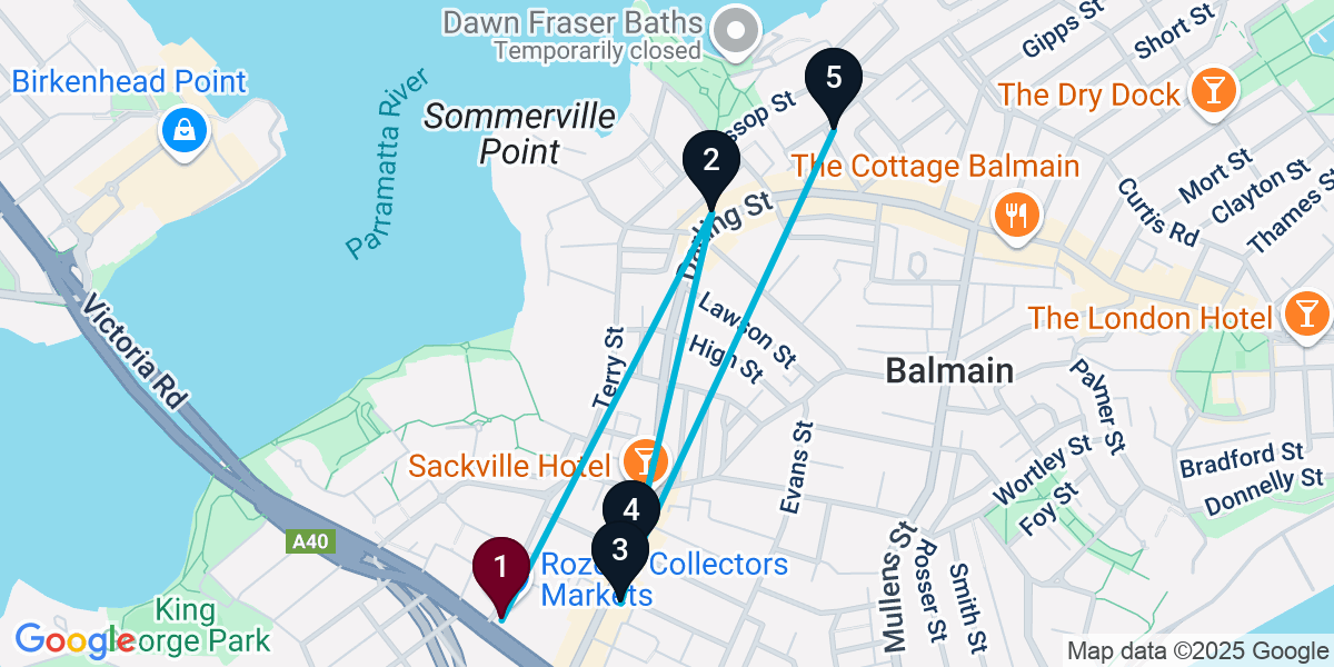 Map for 5-Stop Rozelle Wine bar Bar Crawl