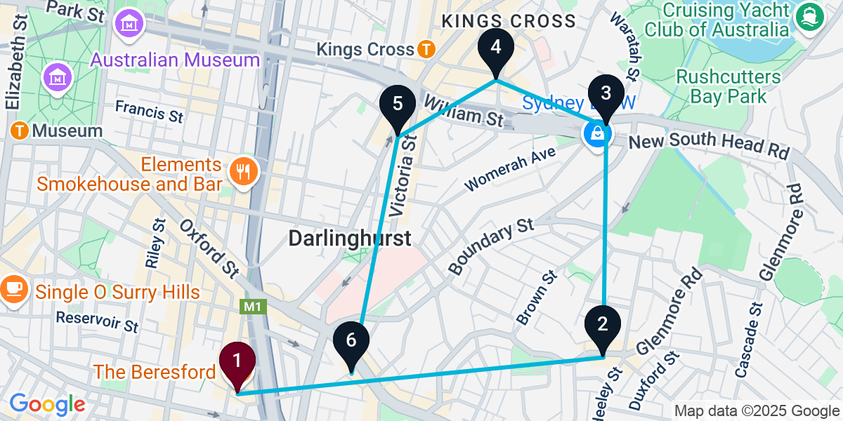 Map for 6-Stop Surry Hills Wine bar Bar Crawl