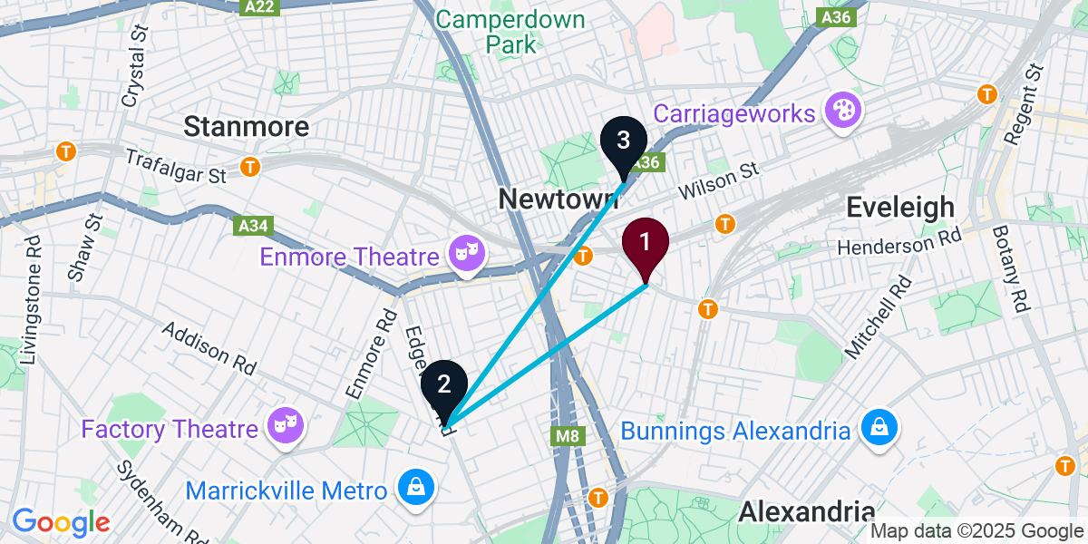 Map for Short Erskineville Pub Crawl