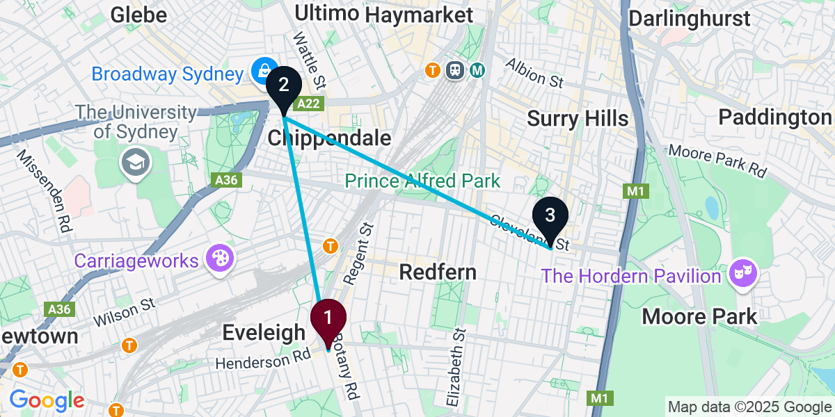 Map for 3-Stop Alexandria Live music Bar Crawl