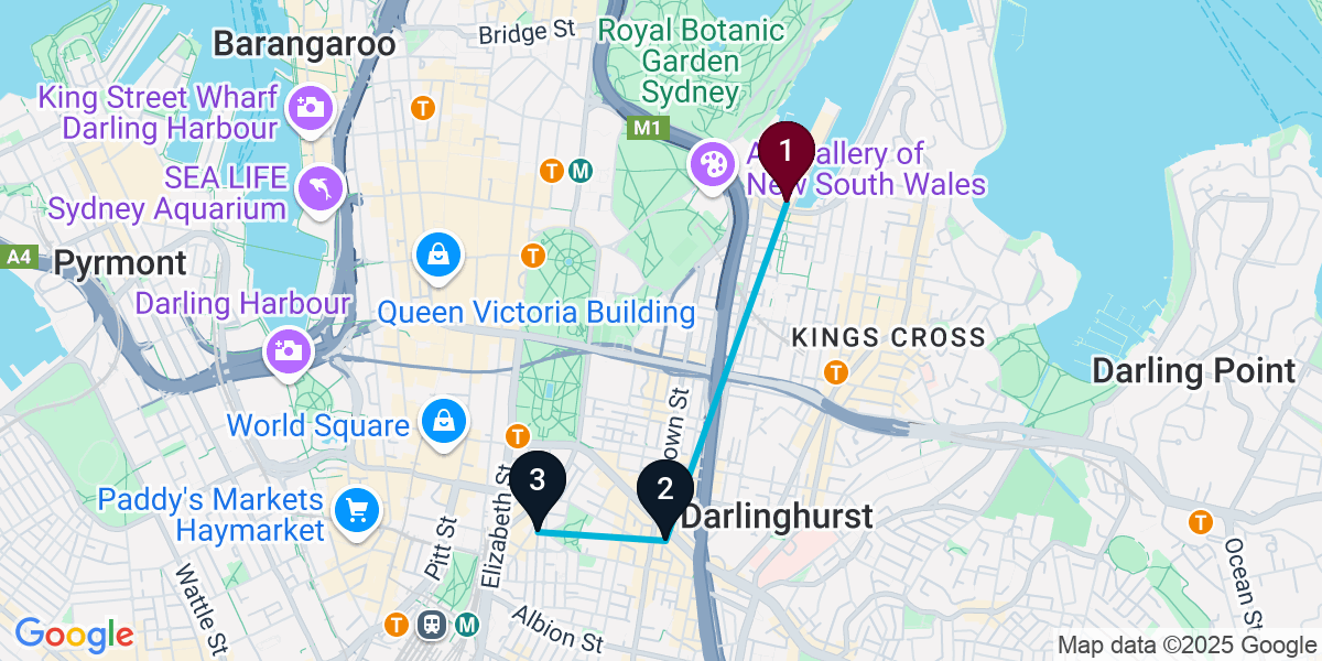 Map for 3-Stop Woolloomooloo Brewery Bar Crawl
