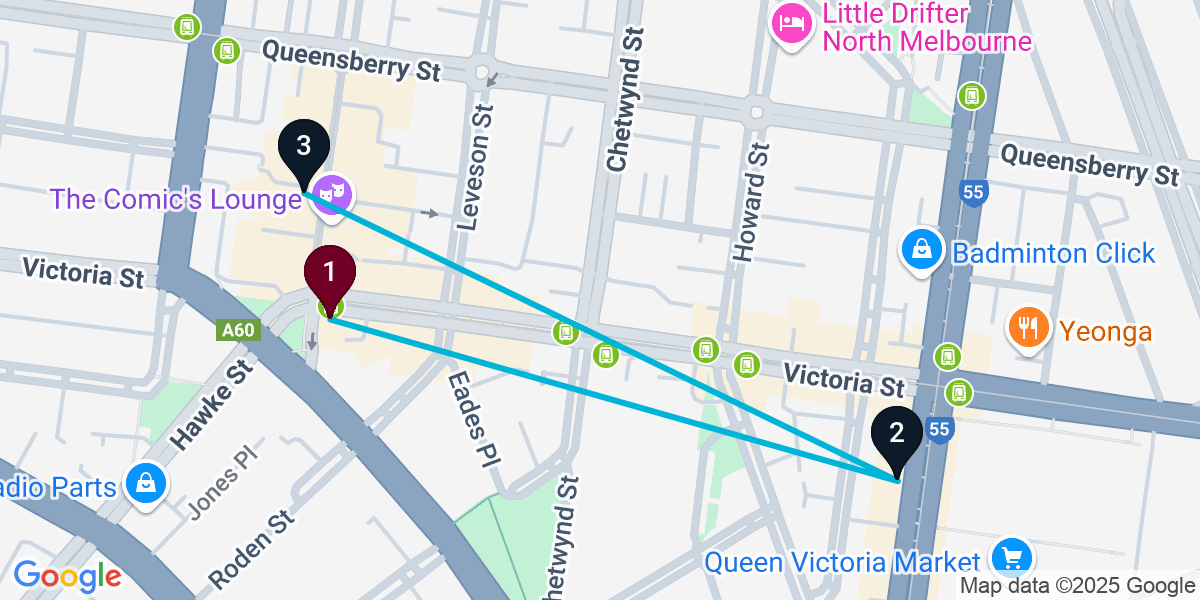 Map for Compact West Melbourne Pub Crawl