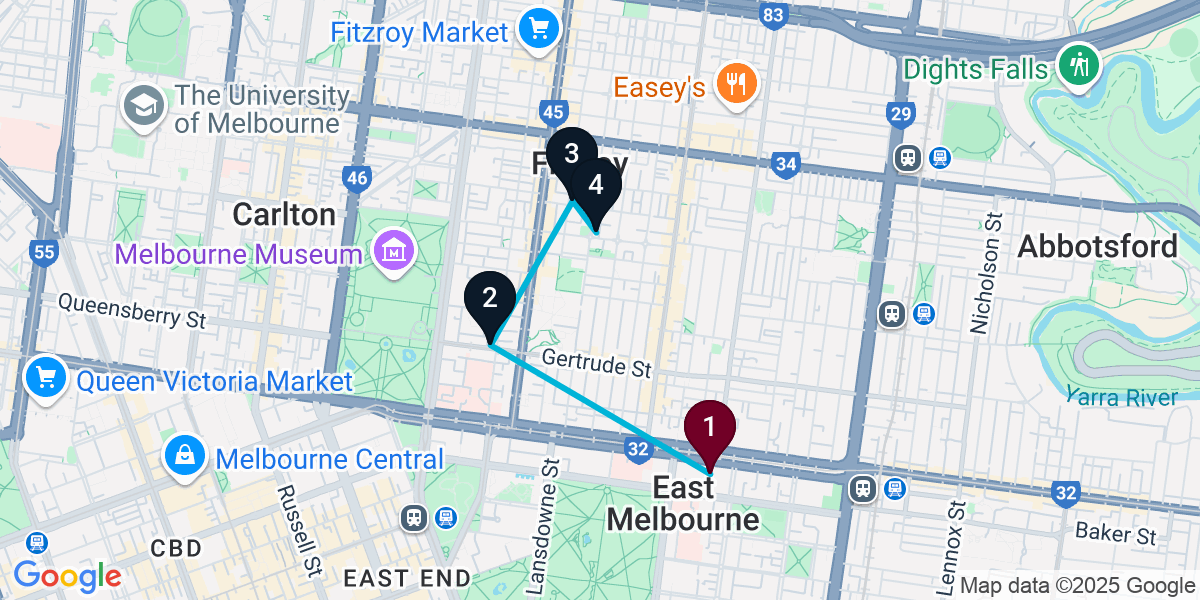 Map for Essential East Fitzroy Bar Crawl