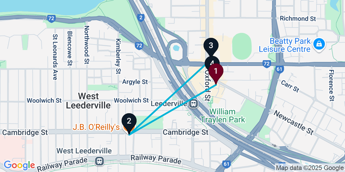 Map for 4-Stop Leederville Live music Bar Crawl