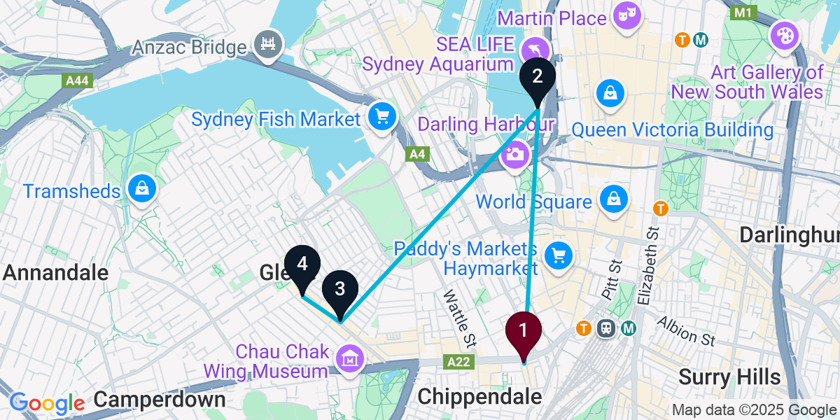 Map for 4-Stop Chippendale Wine bar Bar Crawl