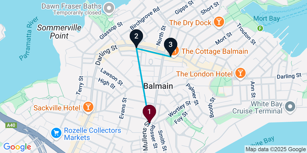 Map for 3-Stop Balmain Wine bar Bar Crawl