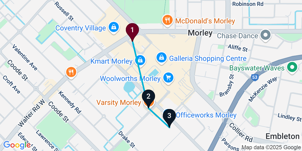 Map for Compact Morley Bar Crawl