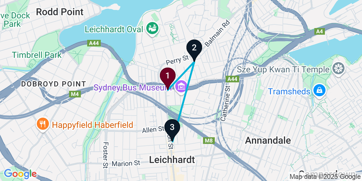 Map for 3-Stop Leichhardt Bar Crawl