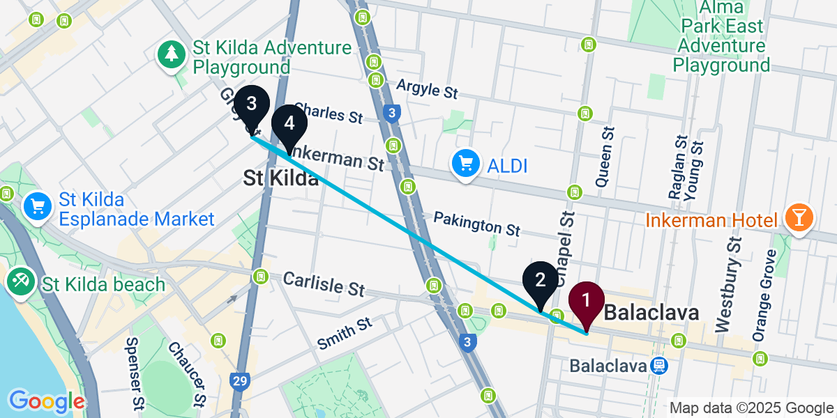 Map for St Kilda Bar Crawl