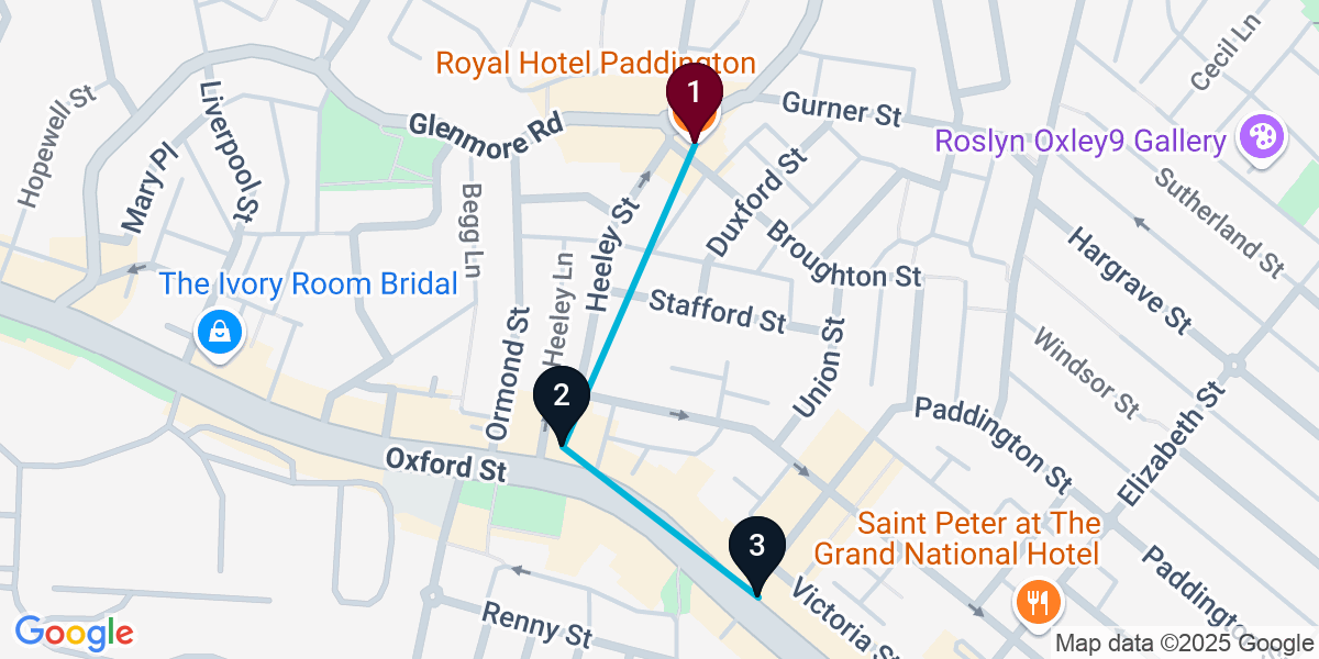 Map for 3-Stop Paddington Pub Bar Crawl