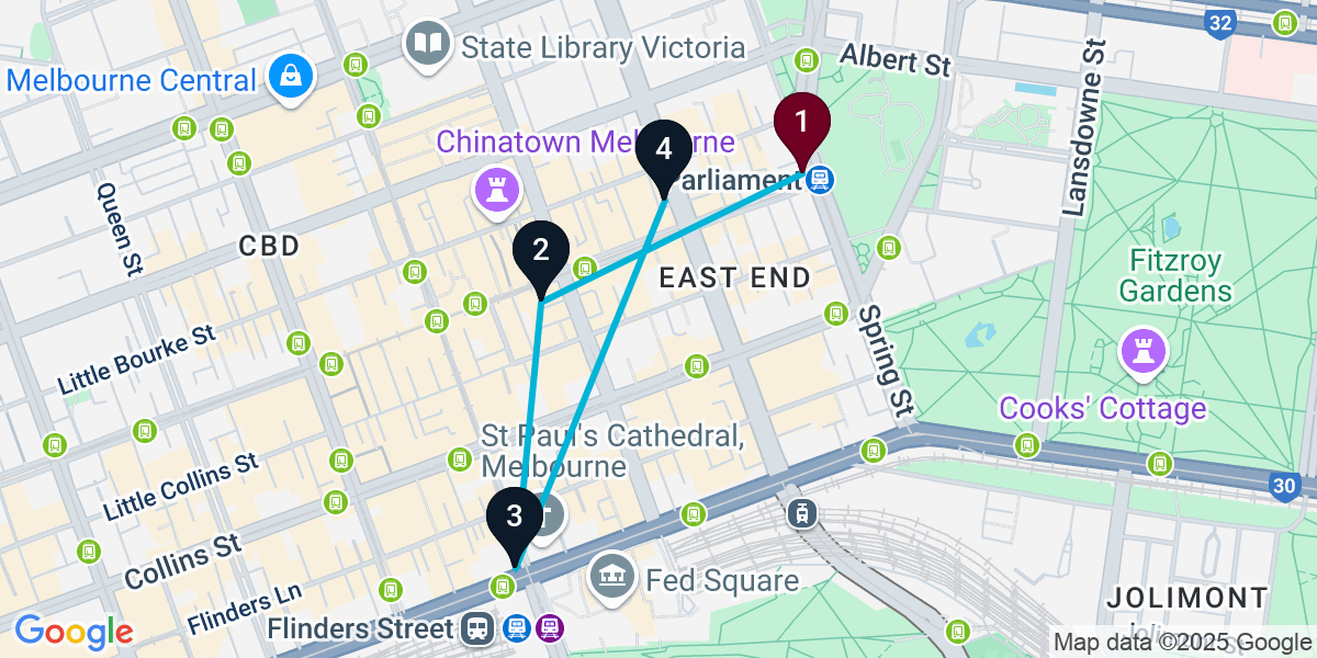 Map for Walkable Melbourne Pub Crawl