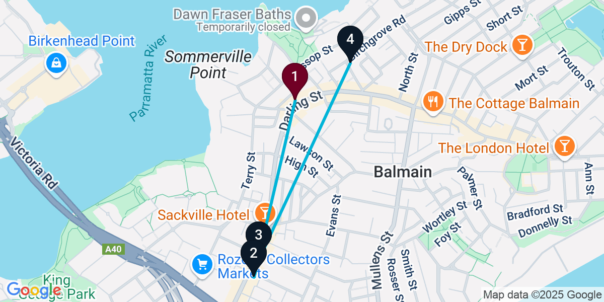 Map for 4-Stop Balmain Wine bar Bar Crawl
