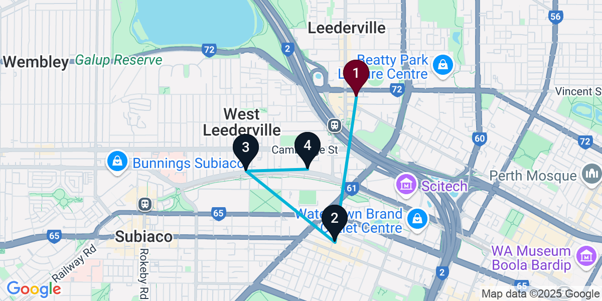 Map for West Leederville Bar Crawl
