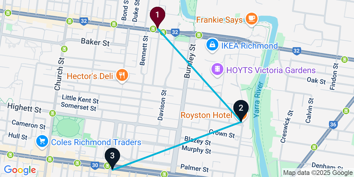 Map for Richmond Bar Crawl