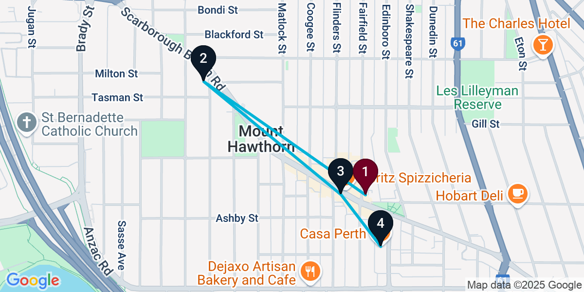 Map for 4-Stop Mount Hawthorn Wine bar Bar Crawl