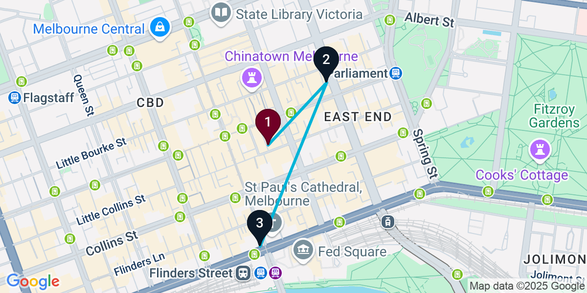 Map for Melbourne Bar Crawl