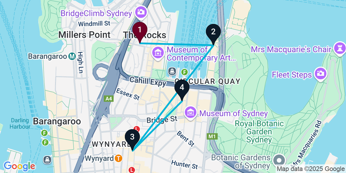Map for Curated Sydney Bar Crawl