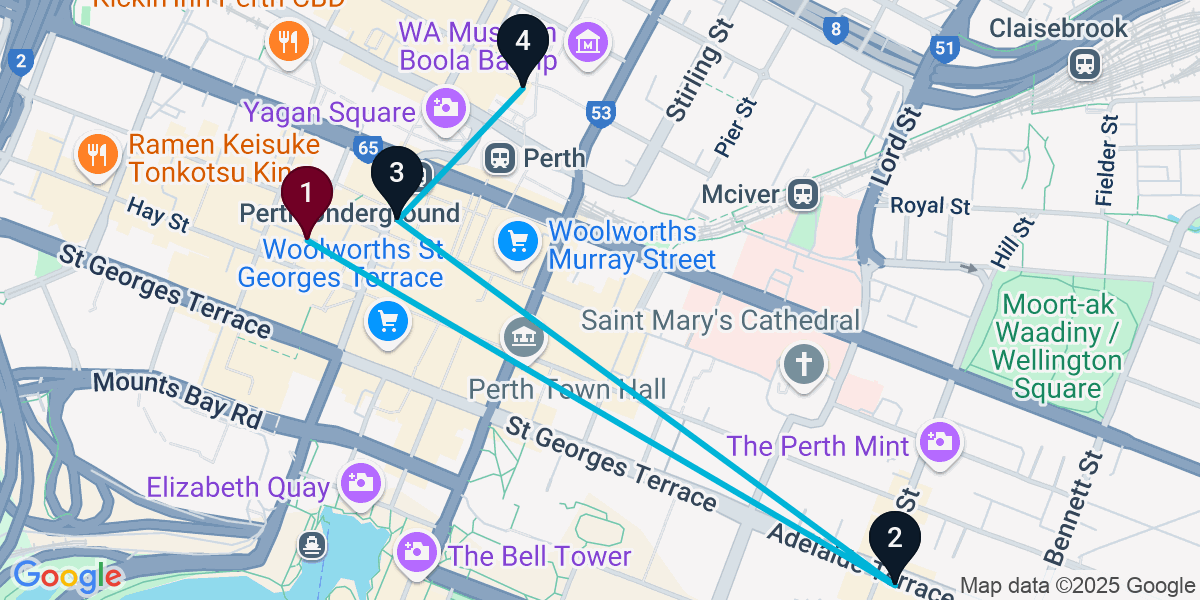 Map for 4-Stop Perth Wine bar Bar Crawl