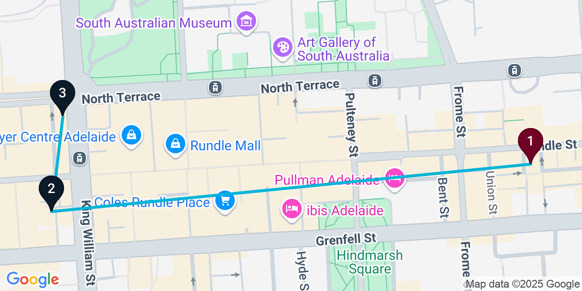 Map for Short Adelaide Cocktail Bar Crawl
