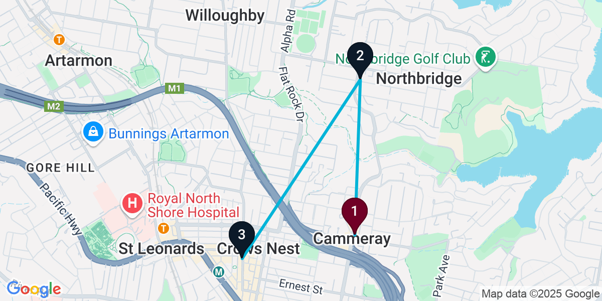 Map for 3-Stop Cammeray Live music Bar Crawl