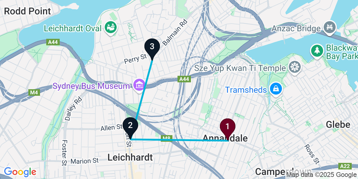Map for 3-Stop Annandale Bar Crawl