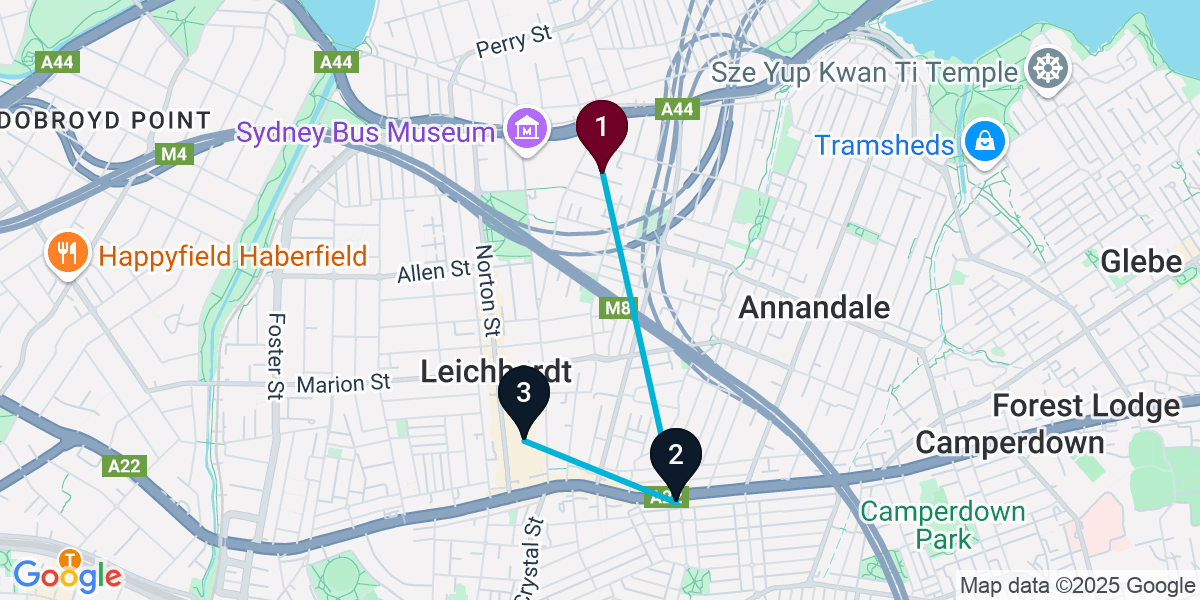Map for 3-Stop Lilyfield Wine bar Bar Crawl