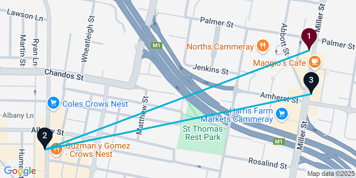Map for 3-Stop Cammeray Bar Crawl