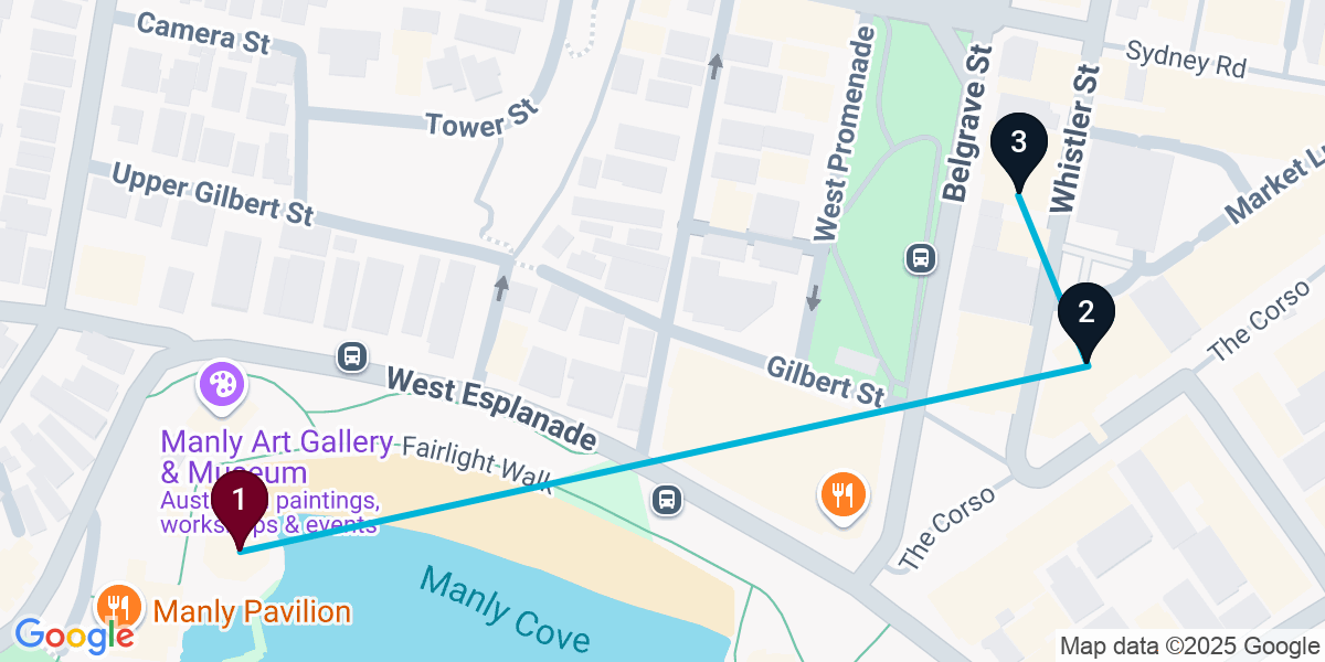 Map for 3-Stop Manly Wine bar Bar Crawl