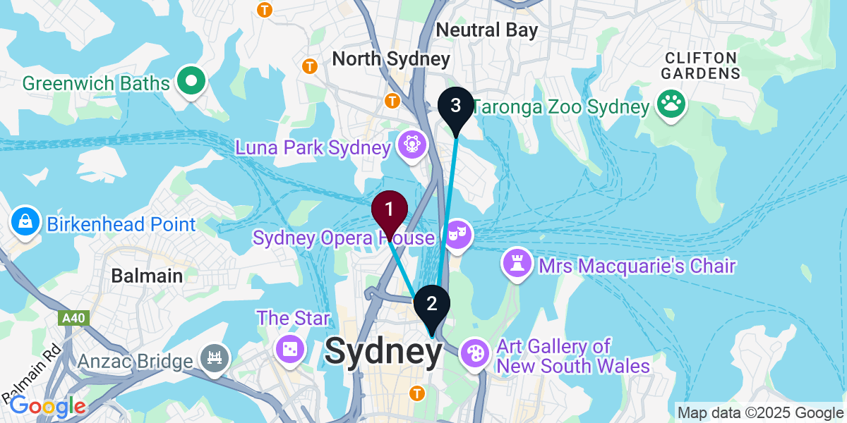 Map for 3-Stop Dawes Point Wine bar Bar Crawl