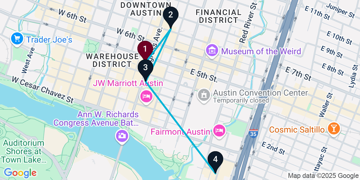 Map for 4-Stop Austin Wine bar Bar Crawl