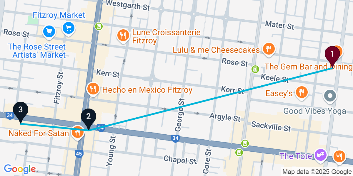 Map for Fitzroy Bar Crawl