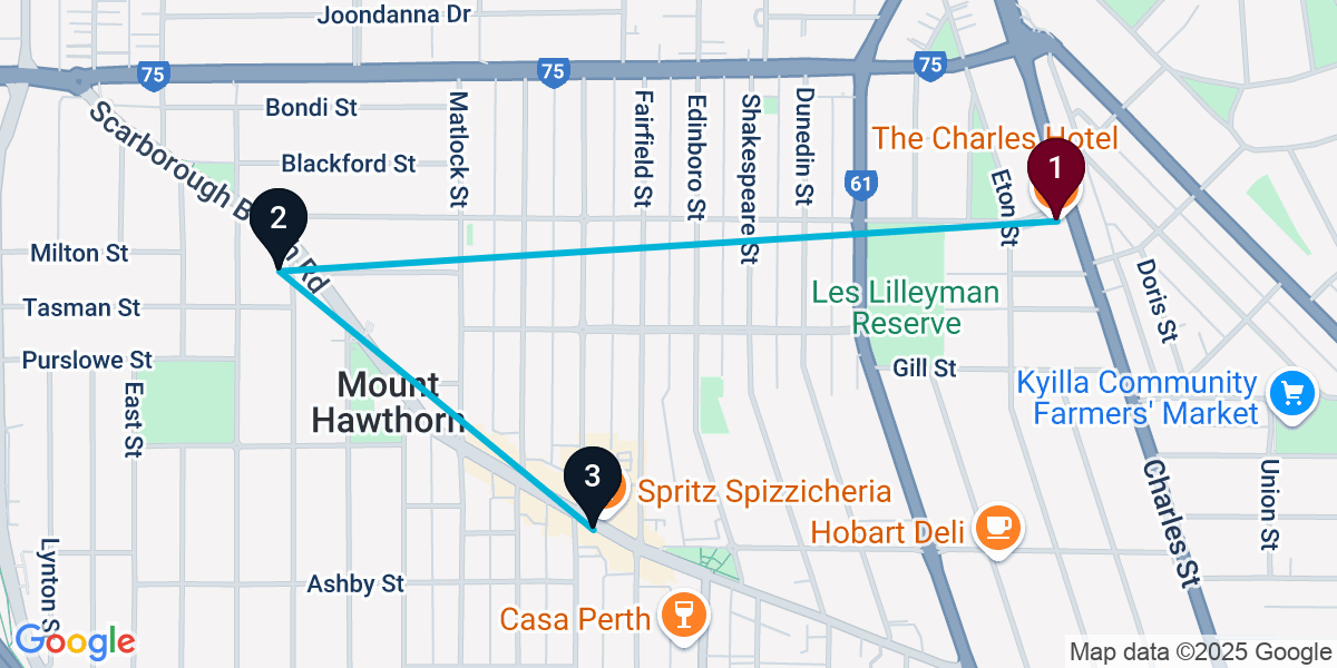 Map for 3-Stop North Perth Wine bar Bar Crawl