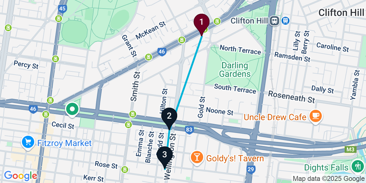 Map for Collingwood Bar Crawl