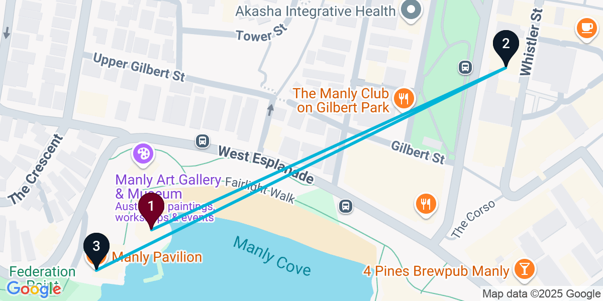 Map for 3-Stop Manly Nightclub Bar Crawl