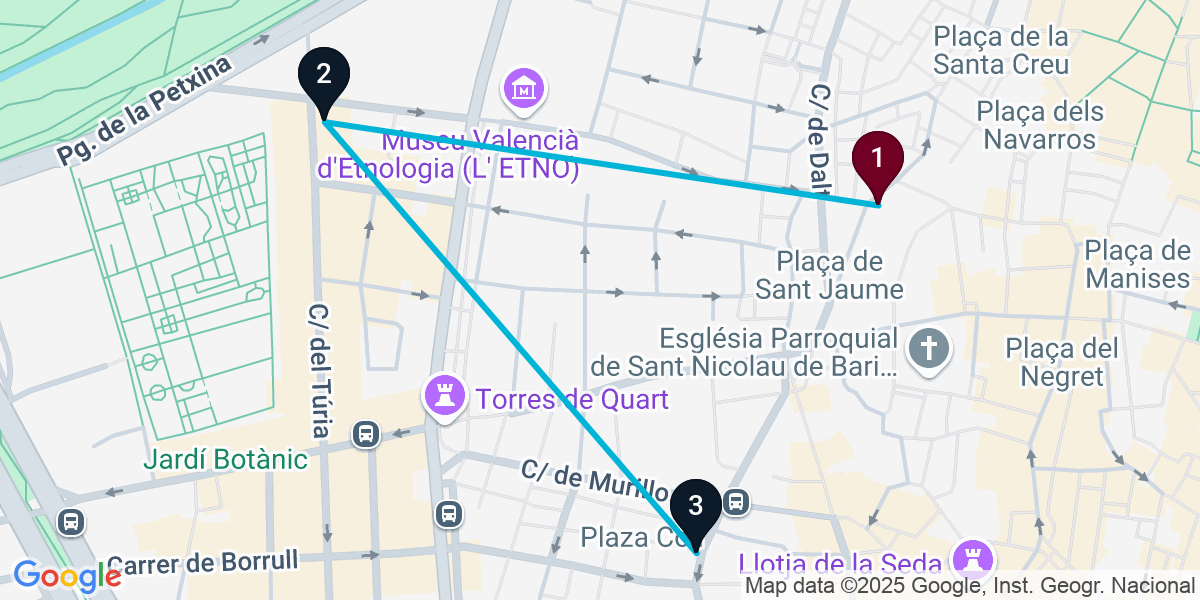 Map for 3-Stop Elite València Bar Crawl