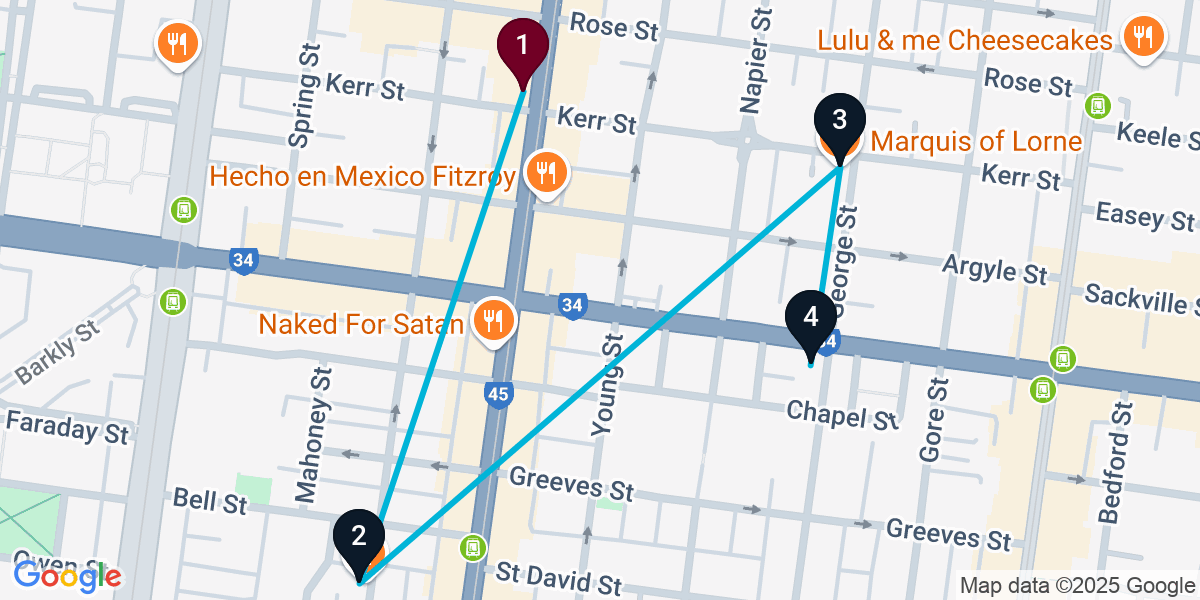 Map for Fitzroy Pub Crawl